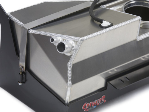 Close up of the billet aluminum fittings on a GenRight gas tank. Close up of the billet aluminum fittings on a GenRight gas tank.
