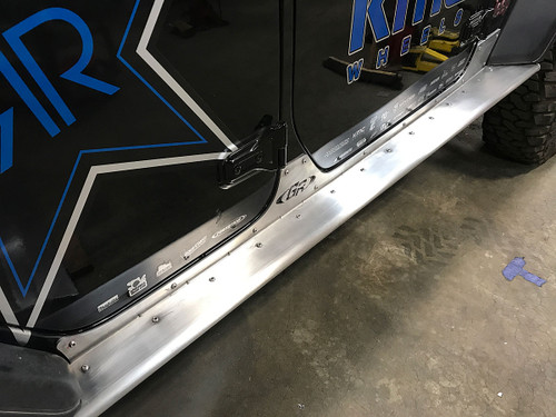 Good view of the step and kick plates with stock flares trimmed to fit the rocker Good view of the step and kick plates with stock flares trimmed to fit the rocker