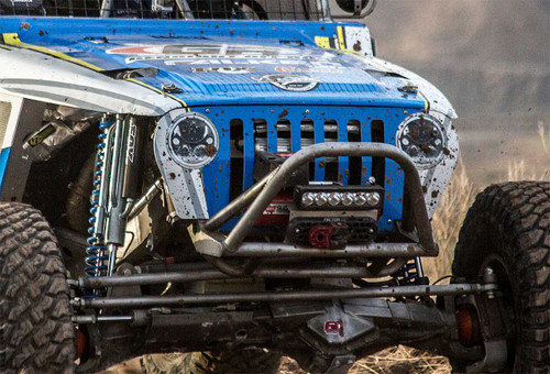 Shown here with fake headlight "stickers" on the alum Jeep grille of 4500 racer Shown here with fake headlight "stickers" on the alum Jeep grille of 4500 racer