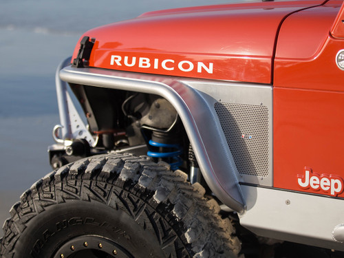 Rear Side View - Raw Aluminum 4" Flare Front Fenders Rear Side View - Raw Aluminum 4" Flare Front Fenders
