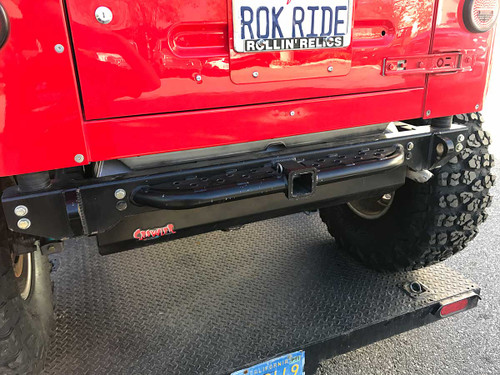GR Hitch Style Bumper painted black mounted on Jeep GR Hitch Style Bumper painted black mounted on Jeep