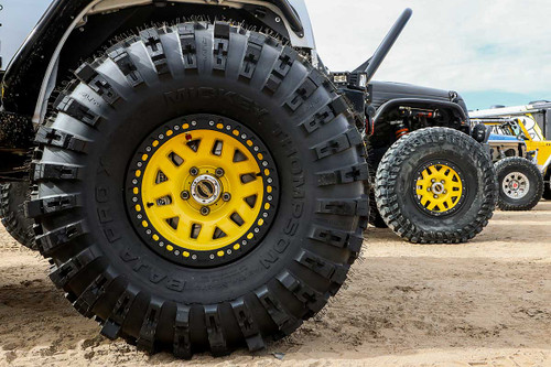 Close up view of the Mickey Thompson Pro XS tire on a 17" KMC wheel Close up view of the Mickey Thompson Pro XS tire on a 17" KMC wheel