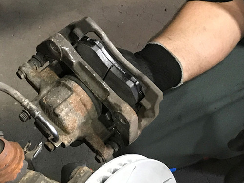 New R1 Performance pads installed in Jeep front caliper New R1 Performance pads installed in Jeep front caliper