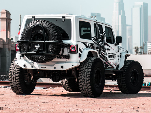 GenRight JL rear bumper Powder Coated white. GenRight JL rear bumper Powder Coated white.