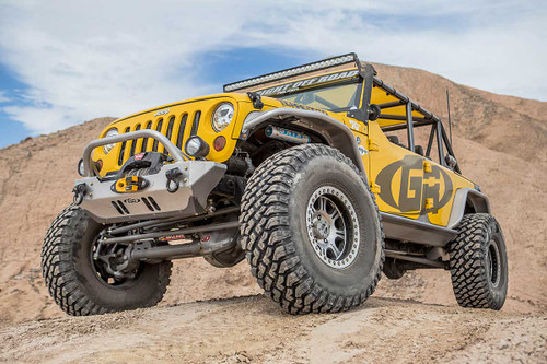 GR Alum front bumper with low winch guard bar and optional rash guard. GR Alum front bumper with low winch guard bar and optional rash guard.