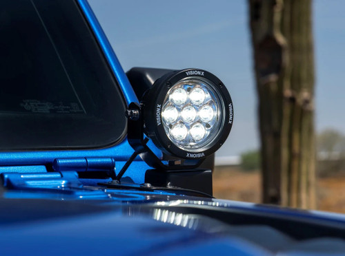 VisionX 4.7" Light Cannon lights on A-pillar mounts for Jeep JL or JT VisionX 4.7" Light Cannon lights on A-pillar mounts for Jeep JL or JT