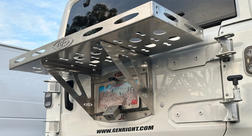 Shown here on the Jeep tailgate with optional small GR cargo rack/carrier. Shown here on the Jeep tailgate with optional small GR cargo rack/carrier.