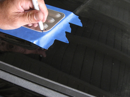 Step 2 - trace the shape and measure 1/2" in all the way around Step 2 - trace the shape and measure 1/2" in all the way around