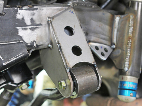 GenRight's TJ Frame Side Trac bar mount kit tacked in place on the frame. GenRight's TJ Frame Side Trac bar mount kit tacked in place on the frame.