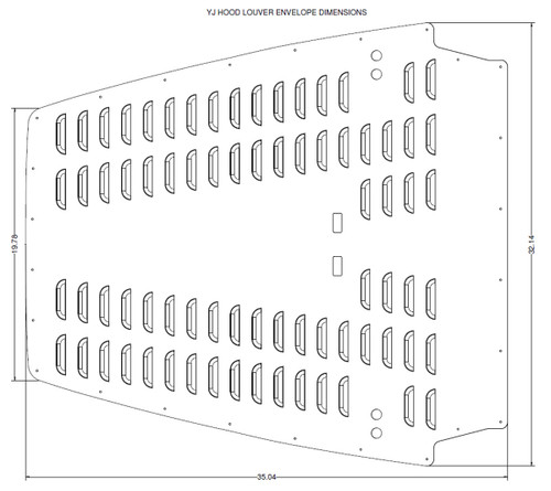 Overall dimensions of the GR YJ Hood Louver Overall dimensions of the GR YJ Hood Louver