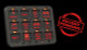 Switch Pros 12 button panel labeled up and illuminated in Red