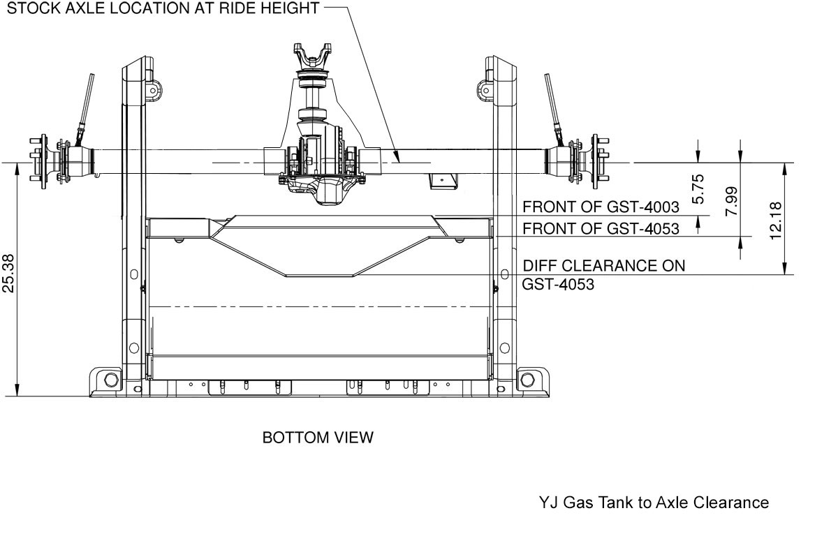 YJ Extended Range Gas Tank & Skid Plate (20 Gal) | GenRight Jeep Parts