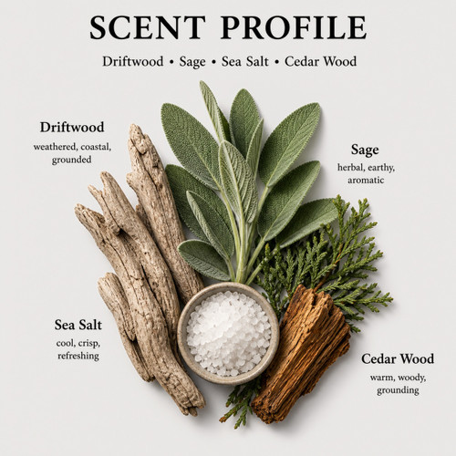 No. 4 - MONTAUK         Driftwood + Sage Soy Candle    