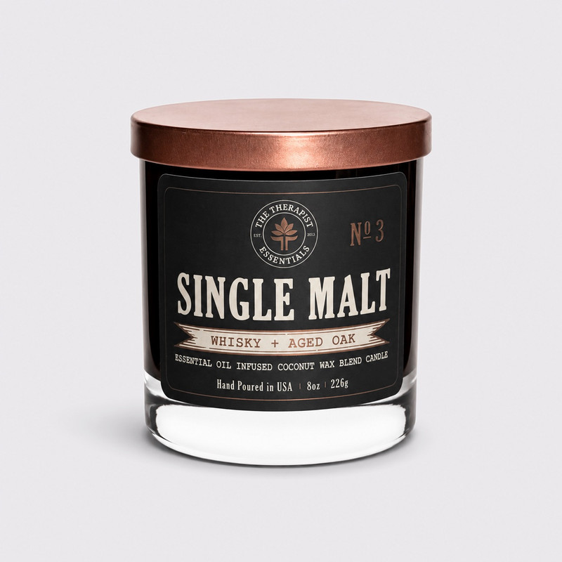 No. 3 - SINGLE MALT              Whisky + Aged Oak Vegan Coconut Soy Candle             