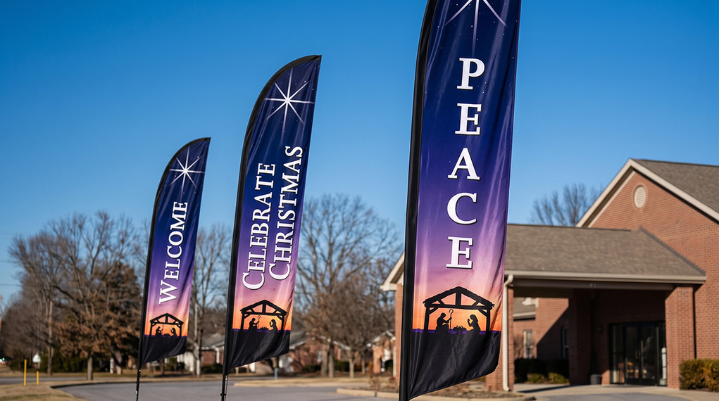 Christmas Feather Flags