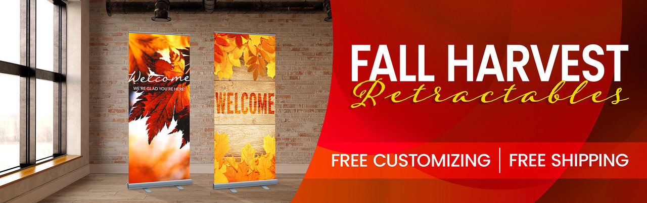 Fall Praise Banners on silver stands
