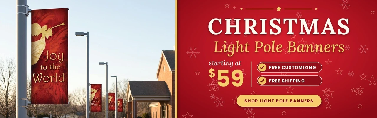 Christmas Light Pole Banners
