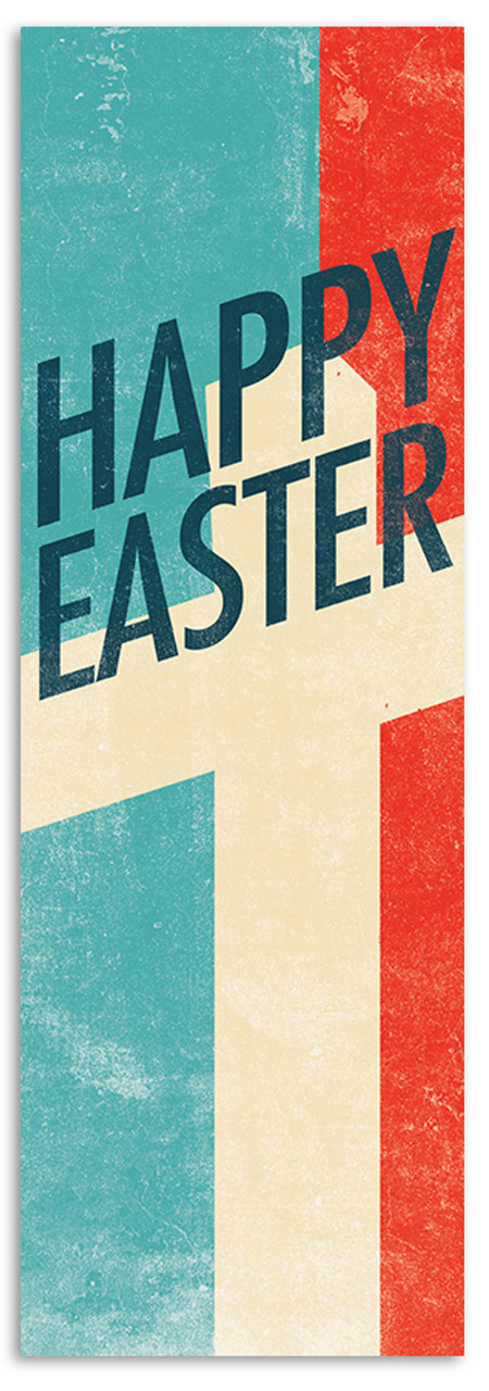 Color Block Cross - Happy Easter - E386 - ChurchBanners.com