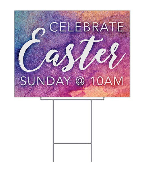 Celebrate Easter - Yard Sign - Easter Watercolor - ChurchBanners.com