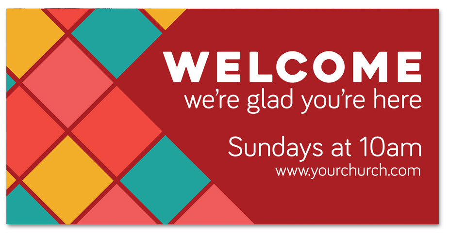 Welcome - Outdoor Banner - Square Pattern Style 3 - ChurchBanners.com