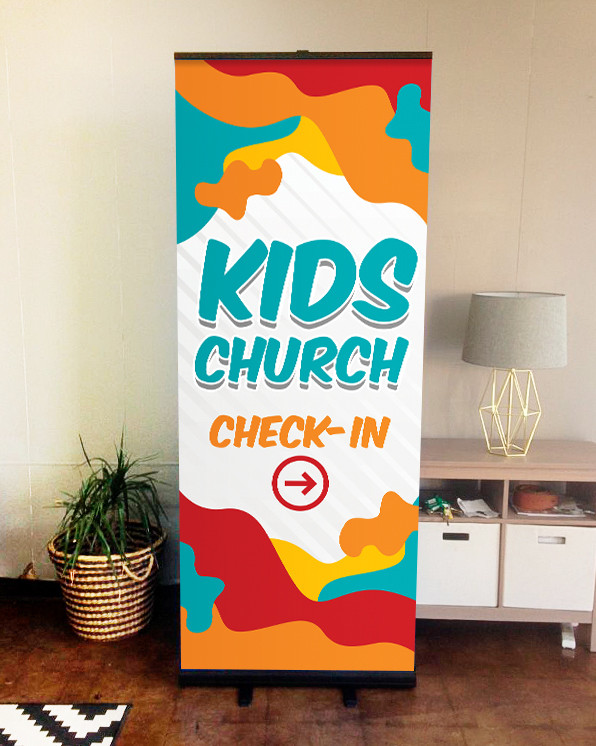 Kids Church - D2 Retractable - Splotch - ChurchBanners.com