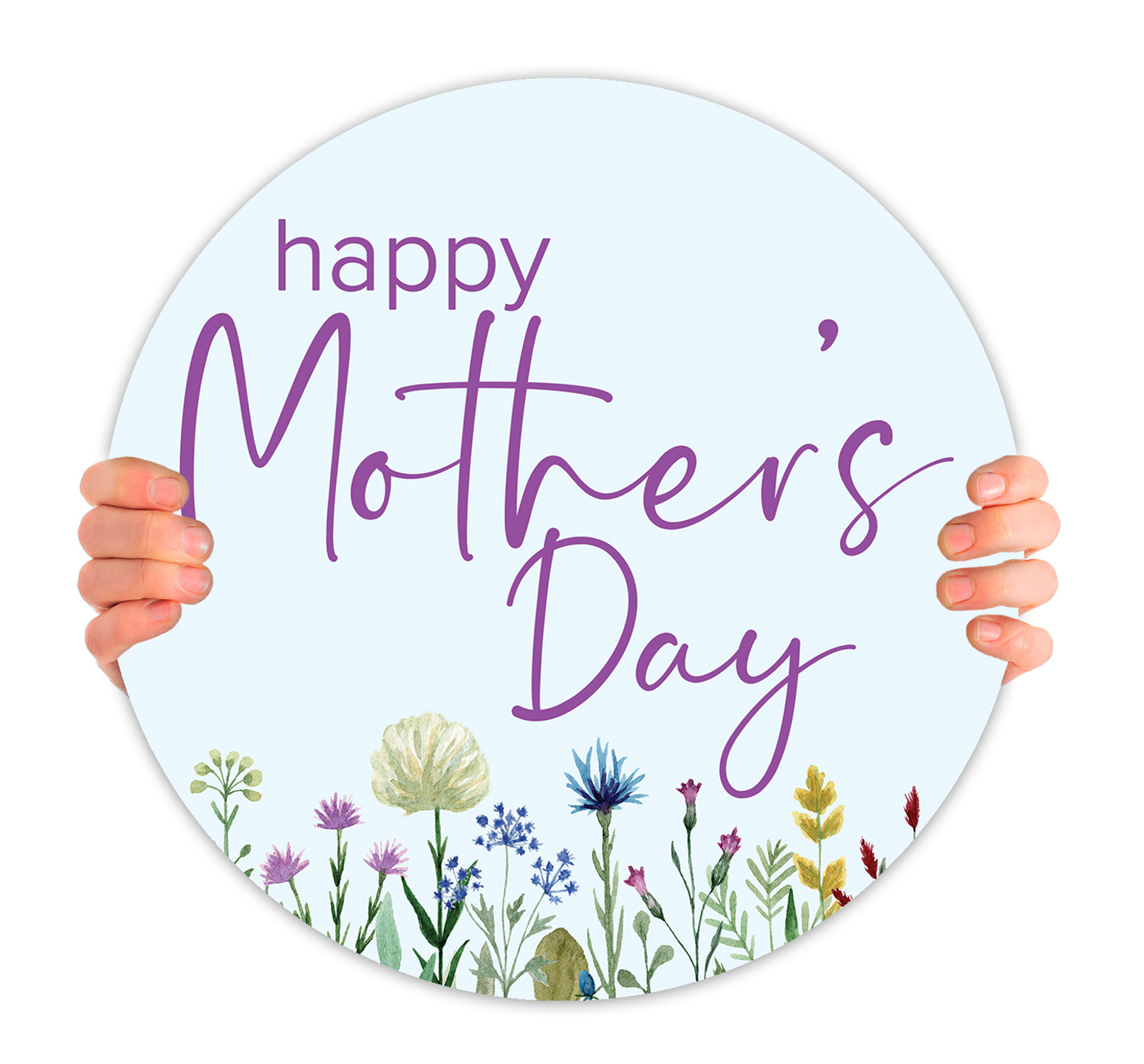 MD126 Happy Mother's Day Wildflowers - Circle Handheld Sign -  