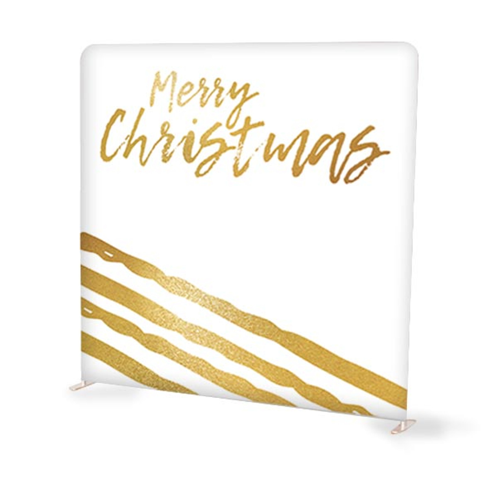 Merry Christmas - Tension Backdrop Display - White Gold