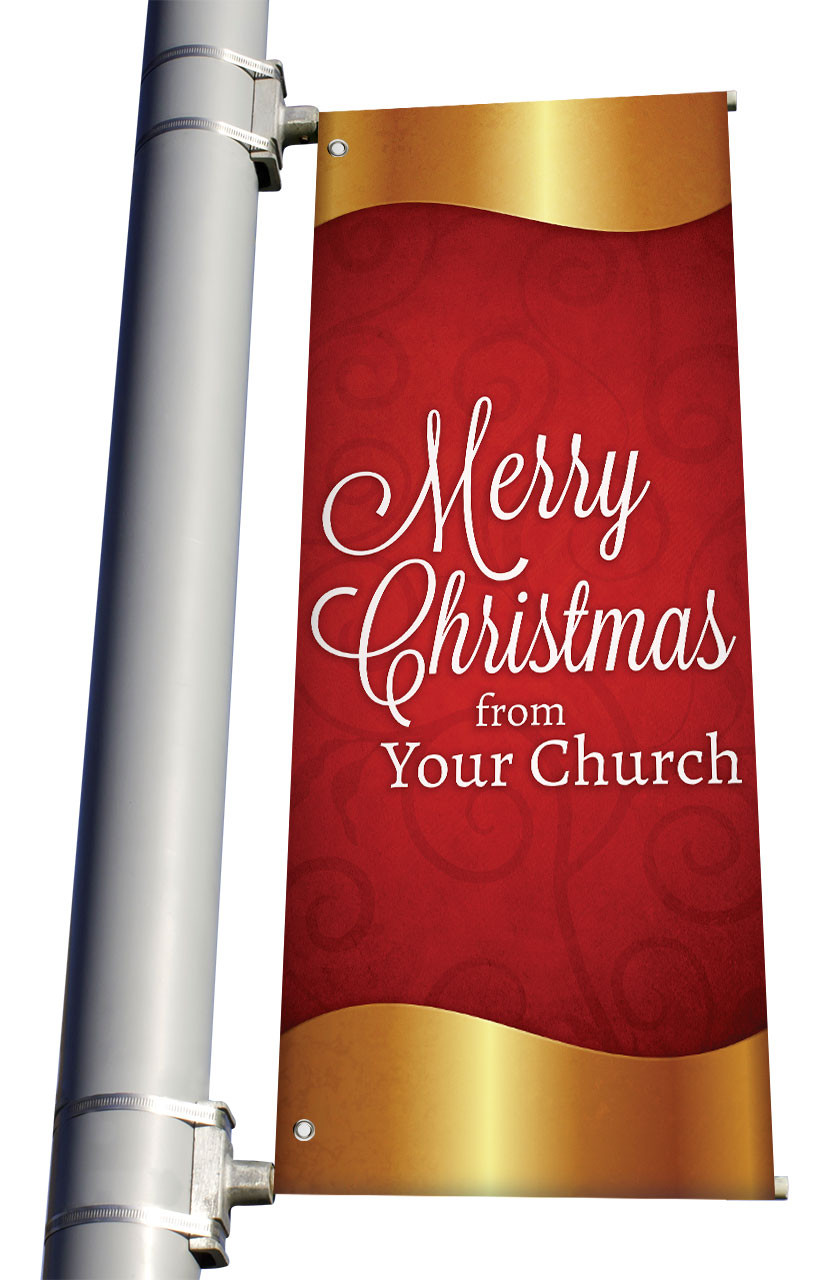 Merry Christmas Light Pole Banner Christmas Series 20 Red