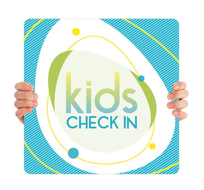 Kids Checkin - Handheld Sign - HHK041 - ChurchBanners.com