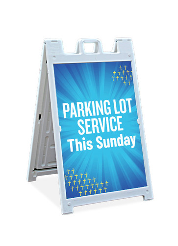 Parking Lot Service - Sandwich Sign - Blue Sunburst
