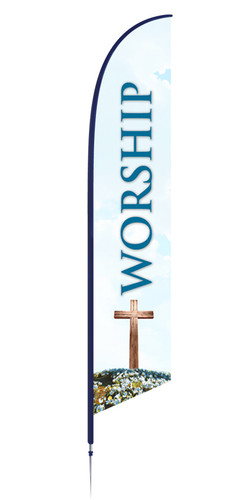 Worship - Easter Feather Flag - Blue Cross F-21