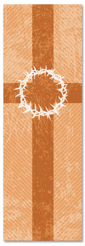 2x6 Patterned Church banner - Rust Striped Crown of Thorns