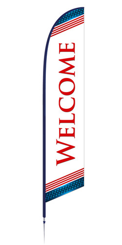 Welcome feather flag outdoor banner - patriotic