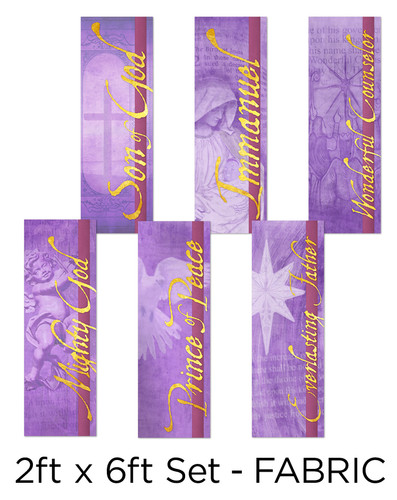 Purple Fabric Christmas banner set of 6