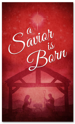 Savior Born red manger Christmas banner design