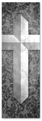 Etched Cross - Gray pattern banner