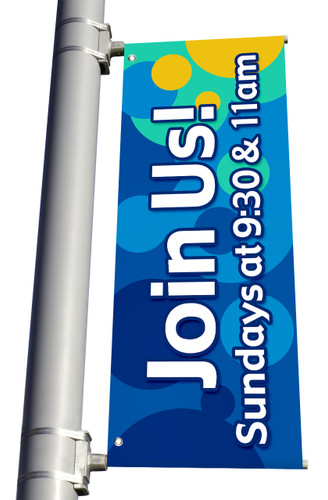 Join Us - Light Pole Banner - Bubbles Blue