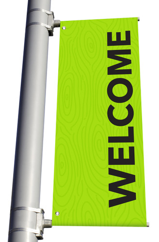 Welcome - Light Pole Banner - Green Wood