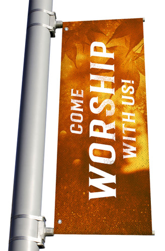 golden light pole banner for fall harvest season