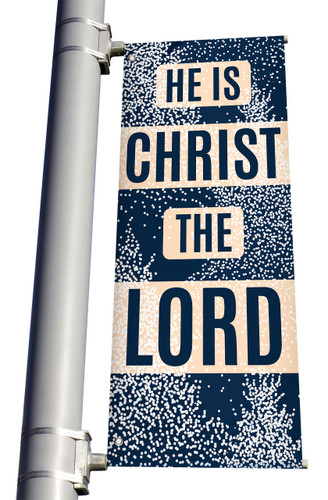 Dotted Trees He is Christ the Lord Pole banner Christmas