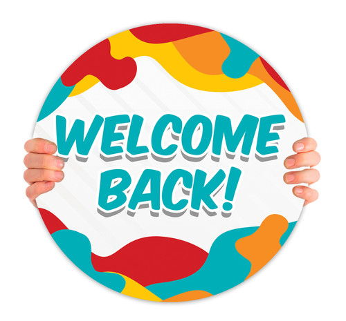 Welcome Back - Handheld Sign - HHK014 - ChurchBanners.com