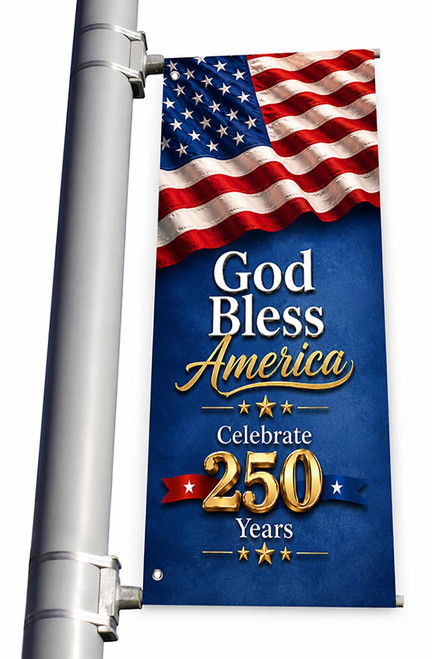 250 Year Blue God Bless America - Light Pole Banner - PT102