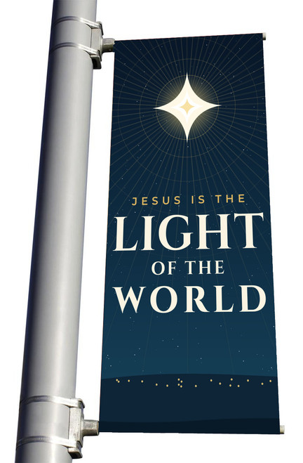 Light of the World Christmas Light Pole Banner