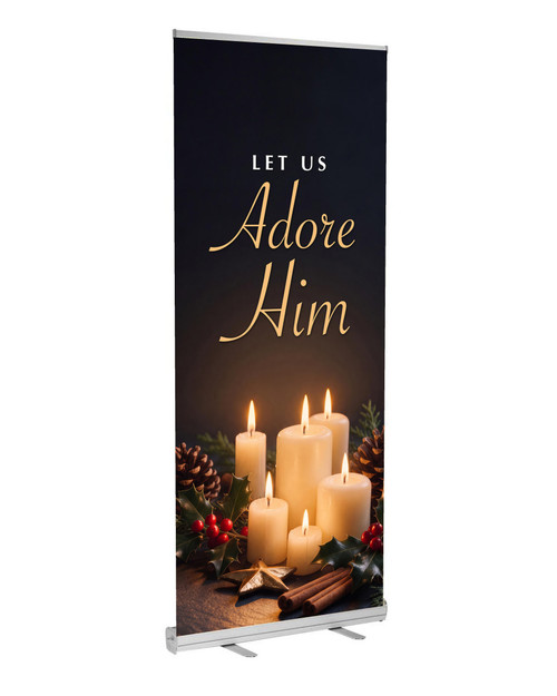 Let Us Adore Him Christmas D2 Retractable Banner