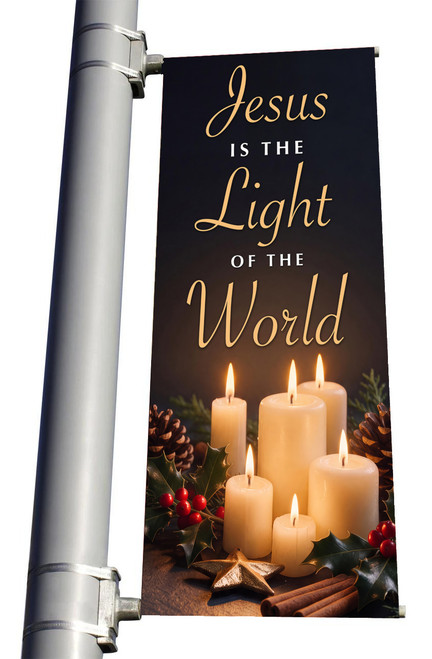 Jesus is the Light of the World Christmas Light Pole Banner