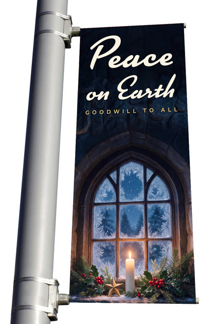 Peace on Earth Christmas Light Pole Banner