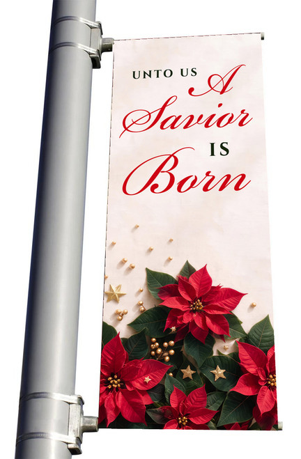 A Savior is Born Christmas Light Pole Banner