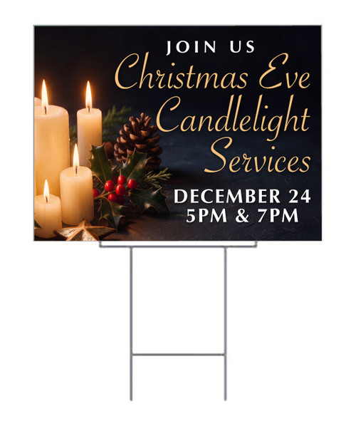 Christmas Eve Candlelight Services Christmas Yard Sign