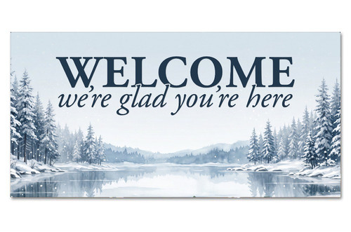 All Are Welcome Winter outdoor banner