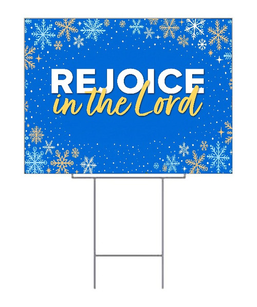 Rejoice in the Lord Winter Yard Sign